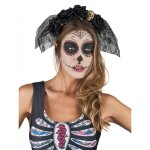 Accessoire - serre - tte noir voile dentelle dia de los muertos