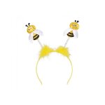 Serre - t�te - bolland - tiare abeille - sequins - plumes jaunes