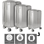 Lot de 3 valises - jet lag - new york - grises - 49l 65l 105l