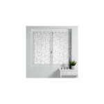 Voilage - douceur dinterieur - brod� - 60 x 90 cm - petites fleurs - blanc et gris