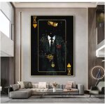 Ace de k squelette king poker fleur mur art toile peinture images pour salon d�coration int�rieur affiche ...