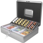 Acropaq caisse monnaie 30x24x9cm - coffret monnaie en acier - monnayeur 2 cl�s compartiments � monnaie ...