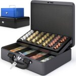 Acropaq caisse monnaie professionnelle 30x25x9cm - coffret monnaie acier - monnayeur 2 cl�s compartiments ...