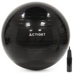 Actiget ballon de fitness 75 cm pour exercices de pilates et de yoga avec pompe gymnastique noir