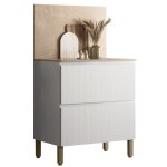 Actual diffusion - meuble de cuisine bas 1 porte 1 tiroir + cr�dence l80 x p533 x h915 cm blanc / beige ...