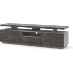 Adam meuble tv bas 180 cm avec double plateau de table et commode hifi (b�ton fonc�)