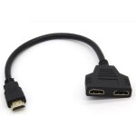 Adaptateur 2 ports cable hdmi pour mac et pc television tv console gold 3d full hd 4k ecran 1080p rallonge ...