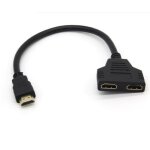 Adaptateur 2 ports cable hdmi pour pc ordissimo television tv console gold 3d full hd 4k ecran 1080p ...