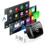 Adaptateur carplay sans fil 3 en 1 pour autoradio carplay et android auto mirror link commande vocale ...