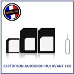 Adaptateurs carte sim 3 en 1 nano sim / micro sim / sim standard universelle Adaptateurs carte sim 3 en 1 nano sim / micro sim / sim standard universelle