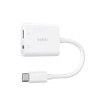 Adaptateur et convertisseur belkin adaptateur usb - c + audio 35mm + recharge blanc