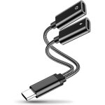 Adaptateur double usb c 2en1 chargeur casque - 1 compatible samsung huawei pixel tpe robuste portable ...