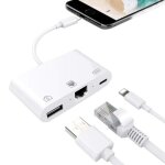 Adaptateur ethernet lightning vers rj45 adaptateur lan avec câble réseau lan câble usb avec port de chargement ... Adaptateur ethernet lightning vers rj45 adaptateur lan avec câble réseau lan câble usb avec port de chargement ...
