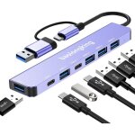 Adaptateur hub 7 en 1 usb c portable avec 2 ports usb - c et usb 3. 0 compatible tablette ordinateur ...