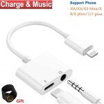 Adaptateur jack pour iphone - adaptateur de casque - audio&recharge - blanc - 12. 45cm - abs + tpe