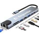 Adaptateur multiports usb - c - kingcenton - hub 8 en 1 - pd100w - 100m ethernet rj45 - hdmi 4k - usb3. ...