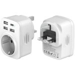 Adaptateur prise anglaise vers france 3 usb a + 1 usb c adaptateur voyage 5 en 1 type g uk vers fr coffret ...