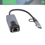 Adaptateur r�seau usb 3. 0 5g ultra rapide 5000 mbps convertisseur rj45 double (type - a et type - c) ...