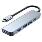 Hub adaptateur usb - c 5 en 1 - booling - pd 100w - 1 port usb 3. 0 - 3 ports usb 2. 0 - gris