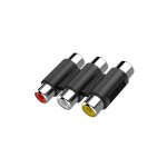 Adaptateur vido - rca - 3 fiches femelles - raccordement de cbles - couleur jaune - compact