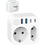 Adaptateur de voyage 6 en 1 - estampille - 4 ports usb - 2 usb - c - type a - 1500 w - charge rapide