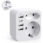 Adaptateur de voyage - septseven - 6 en 1 - 3 ports usb - 1 type c - type g
