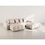 Adelaide - canap� dangle r�versible 4 places avec pouf dappoint en tissu textur� - beige
