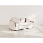 Adele - canap� 3 places convertible express couchage quotidien 140 cm matelas 14 cm en tissu textur� ...