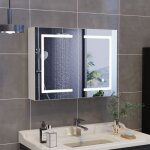 Adwolt armoire miroir led �clairage 3 modes mode m�moire rangement flexible miroir de salle de bain 80x13. ...