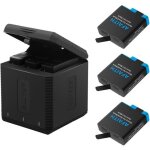 Afaith chargeur de batterie batterie 3 pcs + 3 slots chargeur + c�ble usb type - c kit daccessoires pour ...
