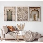 Affiche dart mural vieille porte toile peinture b�timent islamique imprime moderne d�coration photo 50x70 ...