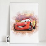 Affiche d�corative - cars - flash mcqueen - 50x70cm - toile premium - chambre enfant