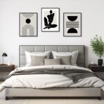 Affiche dcorative murale abstraite boho noir et blanc affiche gomtrique murale pour chambre salon ...
