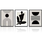 Affiche d�corative murale abstraite - vetobiol - boho noir et blanc - 12x16 in - sans cadre - lot de ...