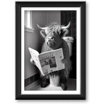 Affiche humoristique pour wc - vetobiol - 30x40 cm - noir et blanc - sans cadre - toile - animal