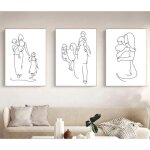 Affiche murale en toile avec dessin abstrait de papa maman et fils affiche dart de famille d�cor de maison ...
