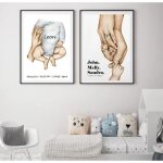 Affiche de naissance personnalis�e pour fille peinture sur toile image dart mural de famille d�cor de ...