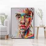 Affiche de portrait de femme abstraite color�e sur toile et photo dart mural imprim� pour d�coration ...