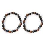 (agate)bracelet en pierre naturelle noire 2 pcs perles de pierres pr�cieuses