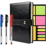 Agenda 2026 en cuir synth�tique avec page par jour comprend 3 stylos pad de notes adh�sives multicolores ...