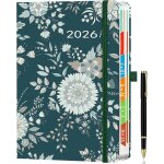 Agenda 2026 journalier a5 ? planificateur annuel janvier � d�cembre onglets color�s porte - stylo �lastique ...