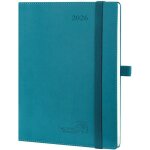 Agenda 2026 semainier 22x165cm - couverture souple en pu cuir vertical plannerdjan 2026 � d�c 2026 - ...