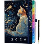 Agenda 2026 semainier a5 planificateur hebdomadaire mensuel onglets pages couleur couverture cuir pu ...