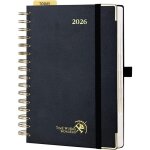 Agenda journalier 2026 a5 - couverture rigide spirale 1 page / jour janv - d�c 2026 - r�gle - signet ...