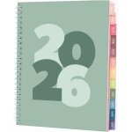 Agenda journalier 2026 - planificateur scolaire et familial � spirale pour fille (format chunky vert ...