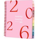 Agenda journalier 2026 � spirale pour fille - planificateur scolaire et familial (float rose 20x15 cm ...