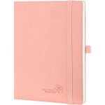 Agenda semainier 2025 - 2026 - zuuko - 22 x 165 cm - rose - couverture souple en simili cuir - intervalles ...