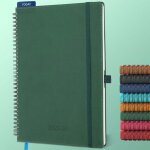 Agenda semainier a4 - zuuko - 2026 - 18 mois - 29x217 cm - vert - cuir - onglets mensuels - papier 80g ...