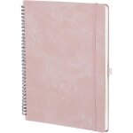 Agenda semainier a4 - zuuko - 2026 - 297 x 21 cm - rose - couverture souple en cuir pu - spirale