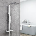 Aica colonne de douche thermostatique 38 c en laiton carr 20 x 20 cm hauteur rglable 732 - 1152 mm ...